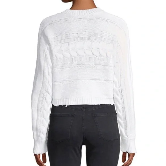 RTA • White Fever Distressed Cable Knit Cropped Sweater, M - Picture 2 of 16